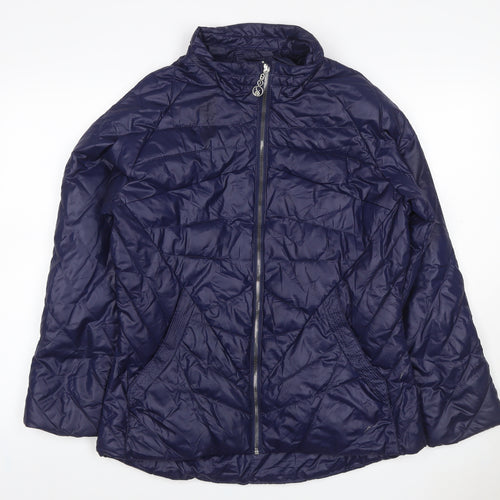 Kalina Women’s Blue 2XL Puffer Jacket Quilted Zip Padded Short Coat