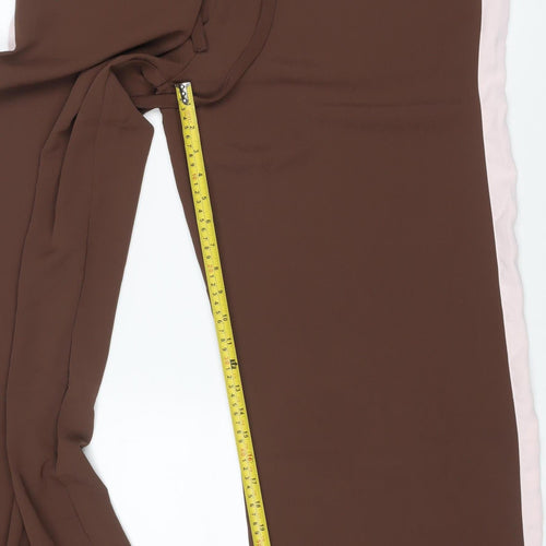 ASOS Design Women Brown Pink Side Stripe Jogger Trousers UK 16