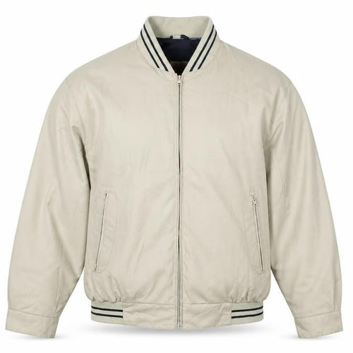 MAN Mens Beige M Bomber Jacket Full Zip Striped Collar