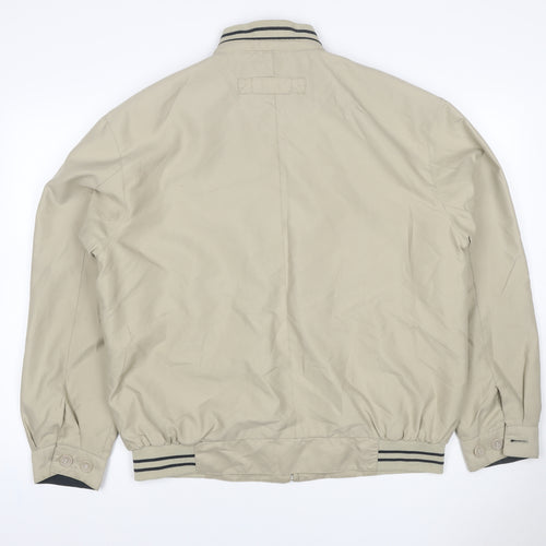 MAN Mens Beige M Bomber Jacket Full Zip Striped Collar