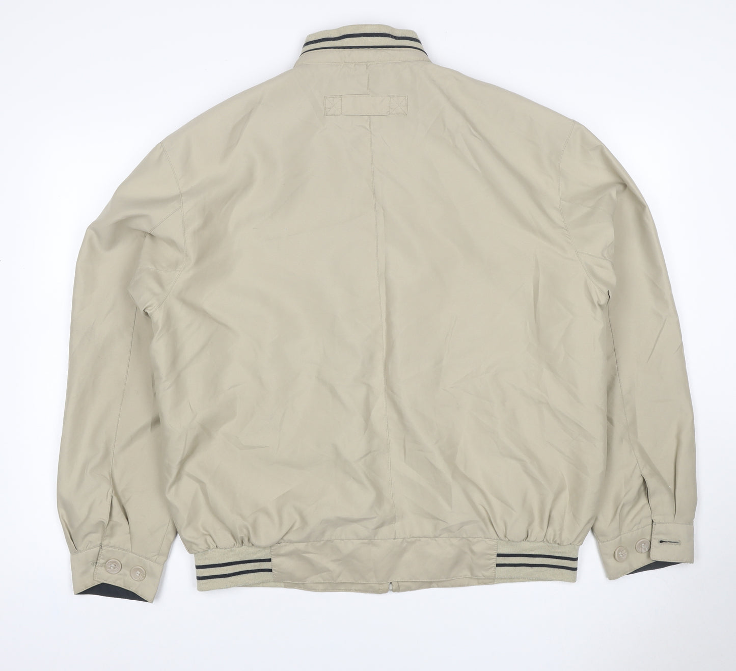 MAN Mens Beige M Bomber Jacket Full Zip Striped Collar