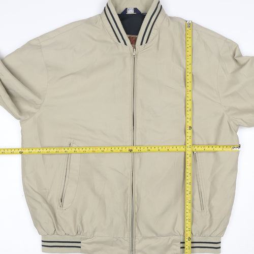 MAN Mens Beige M Bomber Jacket Full Zip Striped Collar