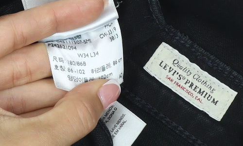 Levi's 501 Premium Men’s Black Straight Jeans W34 L34 Button Fly