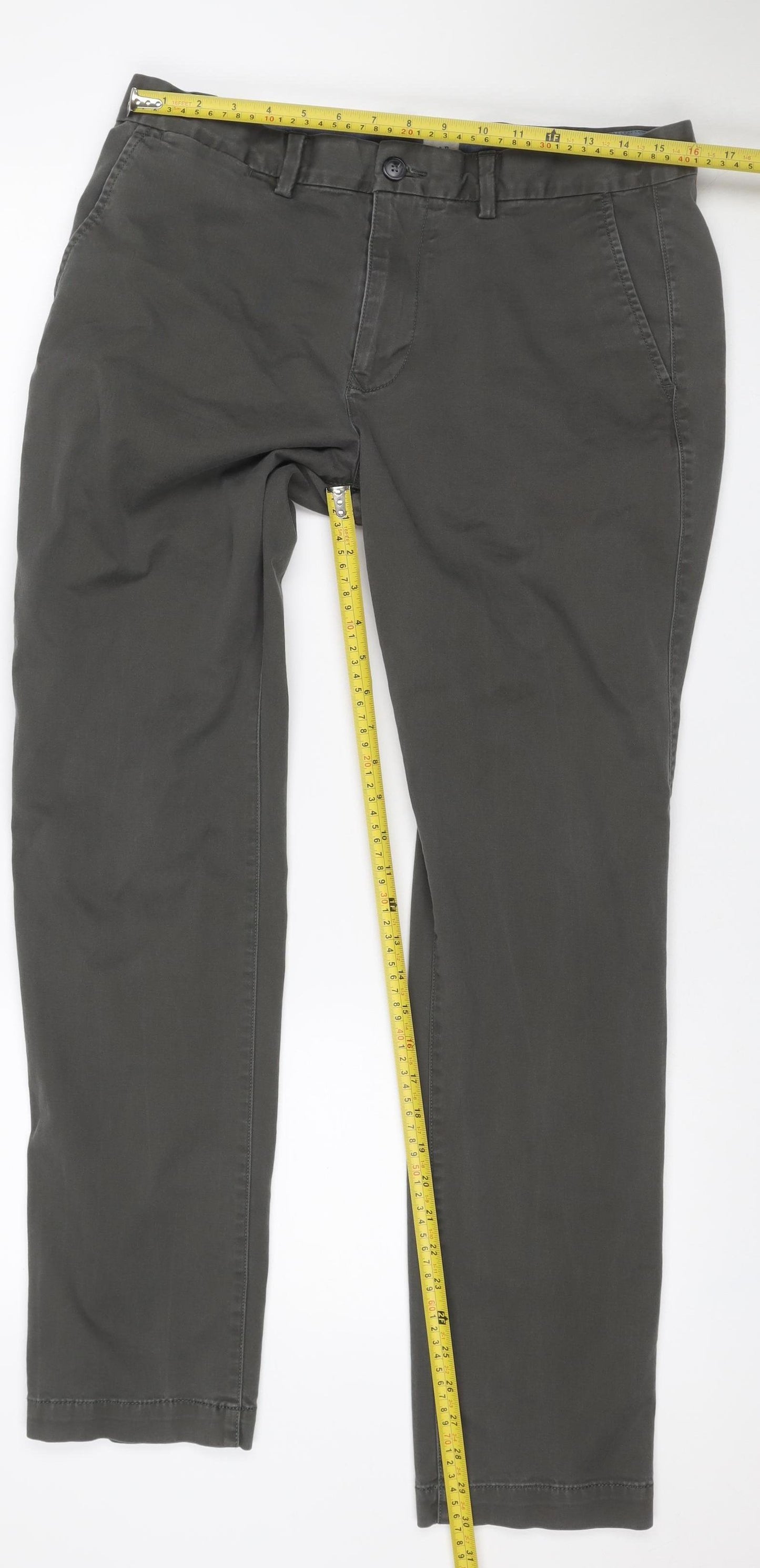Gap Men’s Grey Chino Trousers 34x32 Straight Leg Cotton Stretch