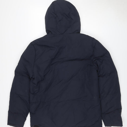 Jack Wills Women’s Blue L Hooded Puffer Jacket Down Filled Zip