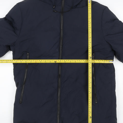 Jack Wills Women’s Blue L Hooded Puffer Jacket Down Filled Zip