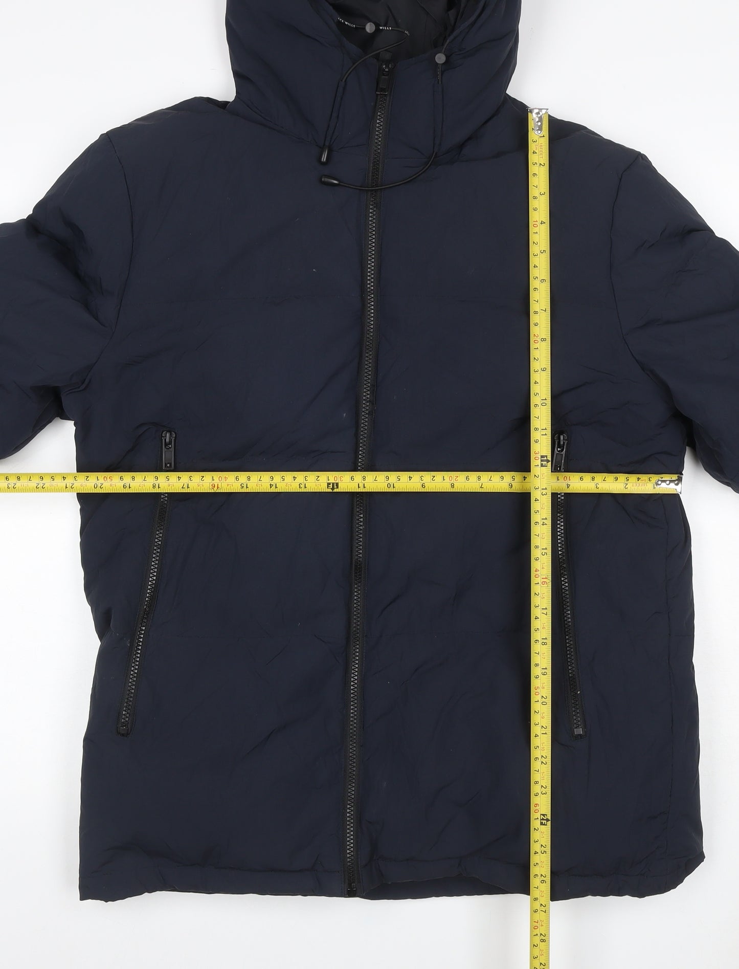 Jack Wills Women’s Blue L Hooded Puffer Jacket Down Filled Zip