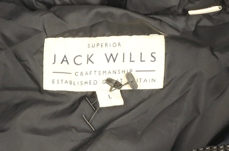 Jack Wills Women’s Blue L Hooded Puffer Jacket Down Filled Zip