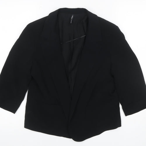 Marks & Spencer Women Black UK 10 Open Front 3/4 Sleeve Blazer