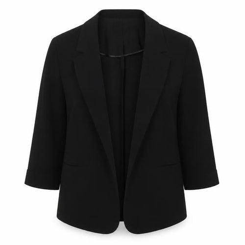 Marks & Spencer Women Black UK 10 Open Front 3/4 Sleeve Blazer