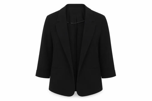 Marks & Spencer Women Black UK 10 Open Front 3/4 Sleeve Blazer