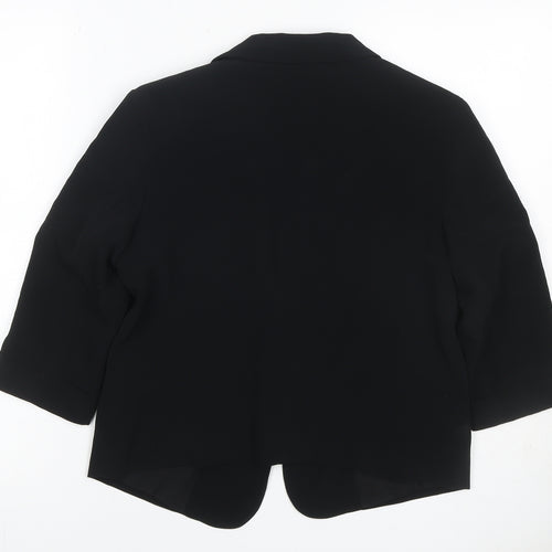 Marks & Spencer Women Black UK 10 Open Front 3/4 Sleeve Blazer