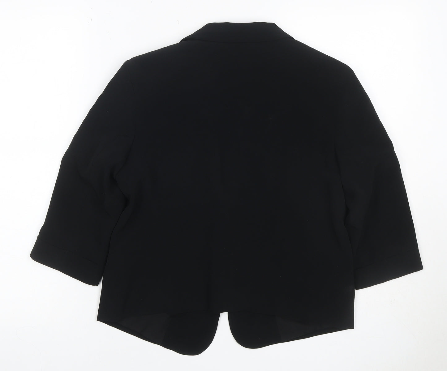 Marks & Spencer Women Black UK 10 Open Front 3/4 Sleeve Blazer