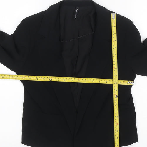 Marks & Spencer Women Black UK 10 Open Front 3/4 Sleeve Blazer
