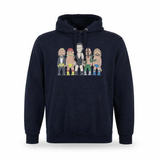 Stars & Stripes Men’s Blue XL Pullover Hoodie Cartoon Wrestling Graphic