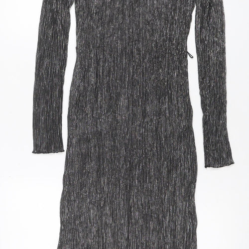Marks and Spencer Women Black Glitter Long Shift Dress UK 10