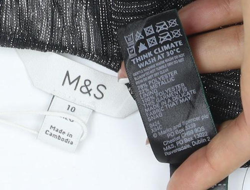 Marks and Spencer Women Black Glitter Long Shift Dress UK 10