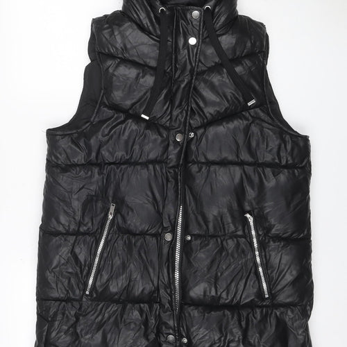 By Very Women’s Black Size 12 Long Hooded Puffer Gilet Jacket