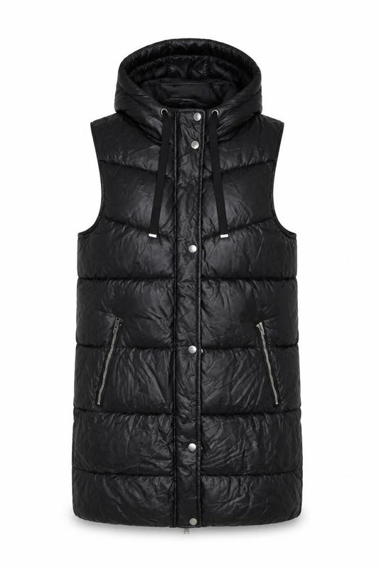 By Very Women’s Black Size 12 Long Hooded Puffer Gilet Jacket