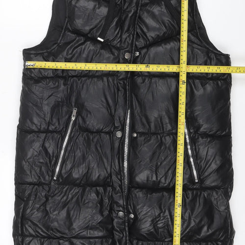 By Very Women’s Black Size 12 Long Hooded Puffer Gilet Jacket