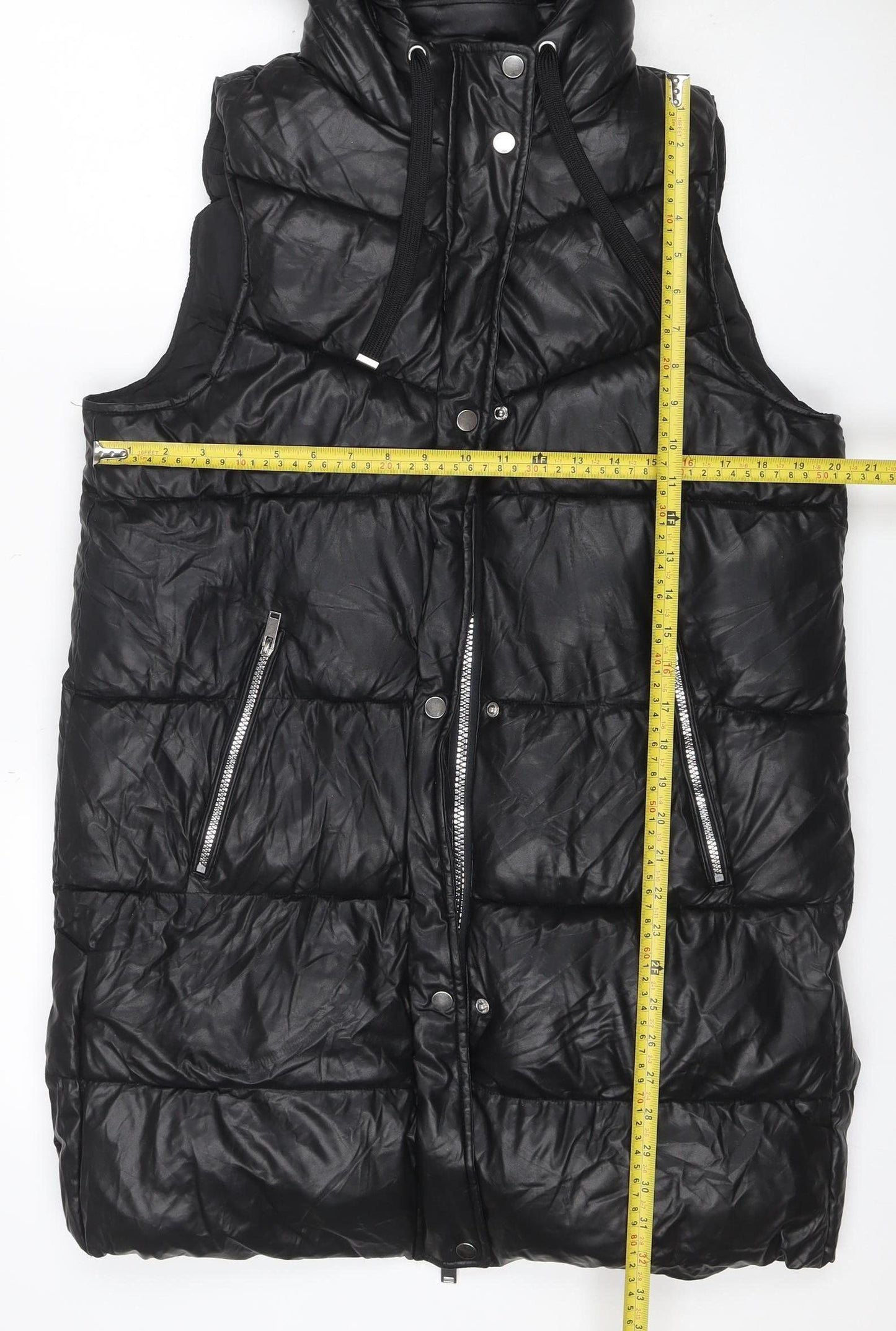 By Very Women’s Black Size 12 Long Hooded Puffer Gilet Jacket