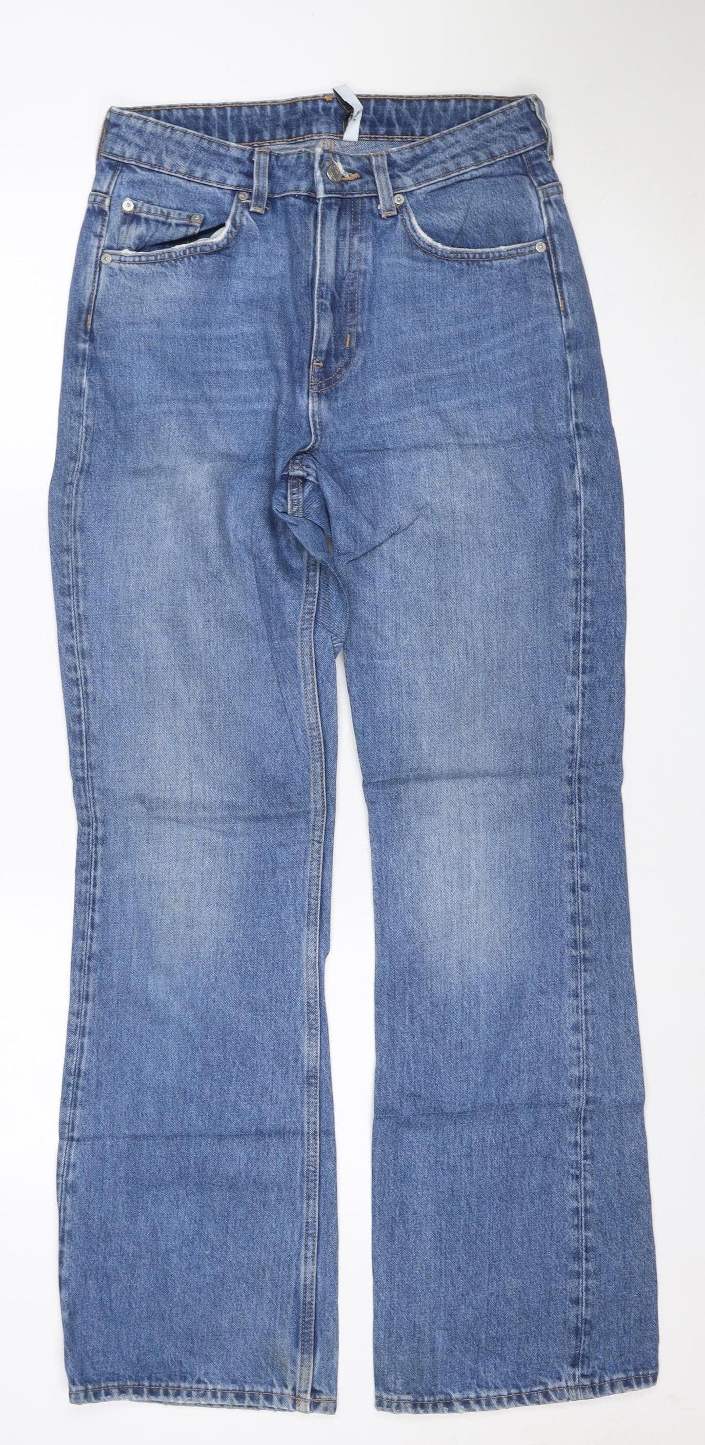 Weekday Women Blue 28/32 High Rise Wide-Leg Button Fly Jeans