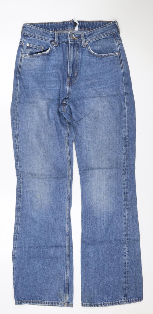 Weekday Women Blue 28/32 High Rise Wide-Leg Button Fly Jeans