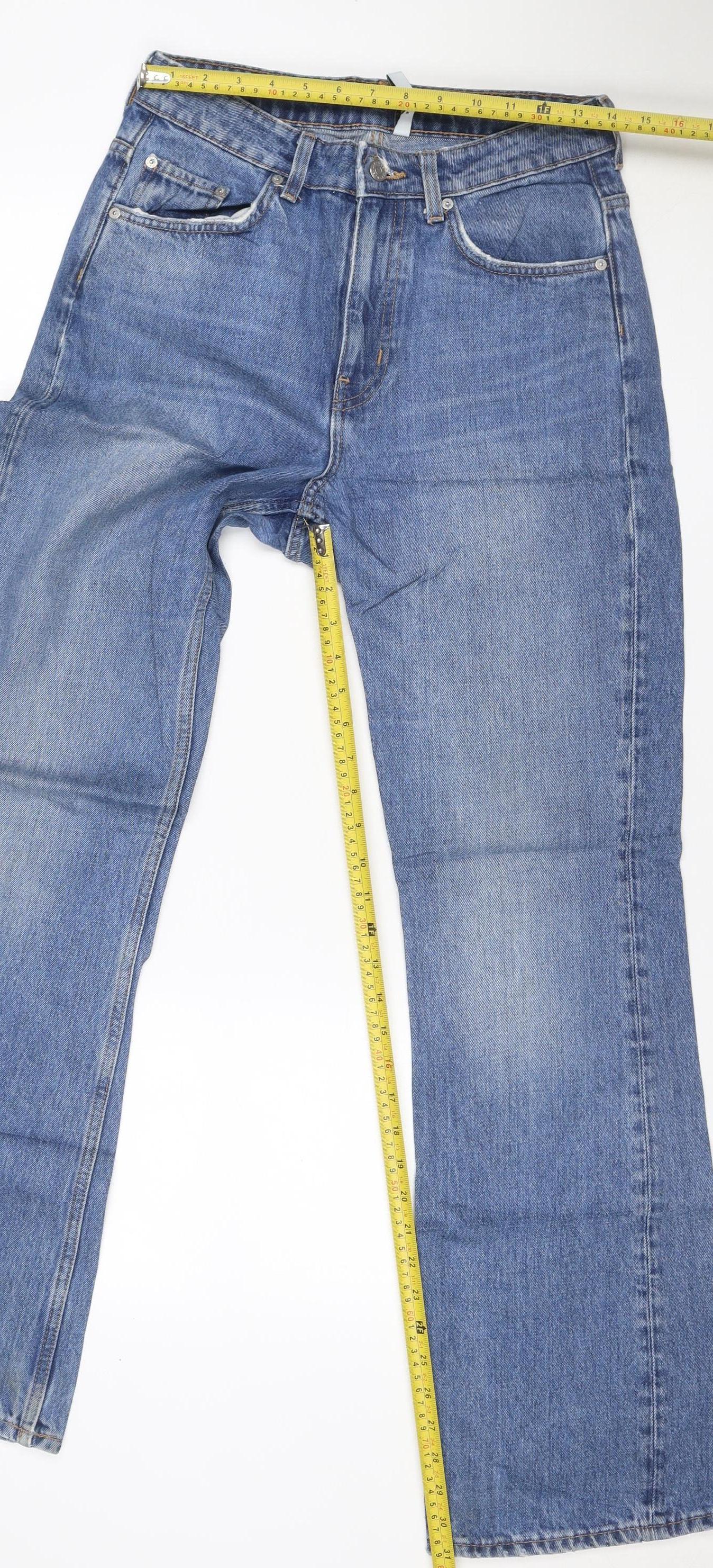 Weekday Women Blue 28/32 High Rise Wide-Leg Button Fly Jeans
