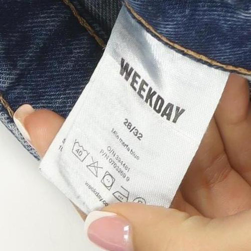 Weekday Women Blue 28/32 High Rise Wide-Leg Button Fly Jeans