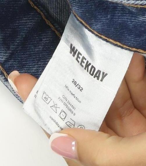 Weekday Women Blue 28/32 High Rise Wide-Leg Button Fly Jeans