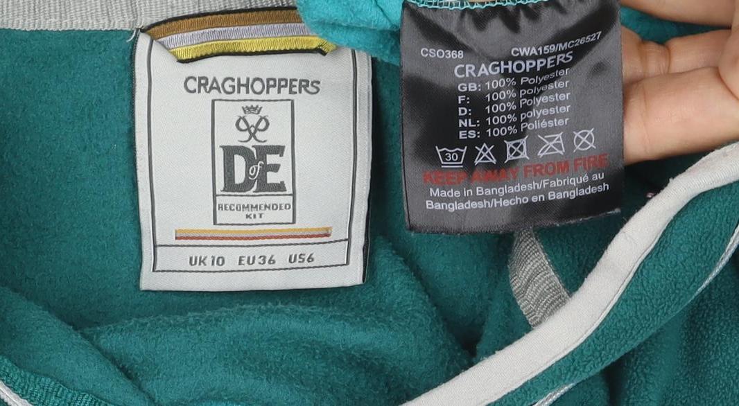 Craghoppers Womens Green Colourblock Fleece 1/2 Zip Sweatshirt UK 10