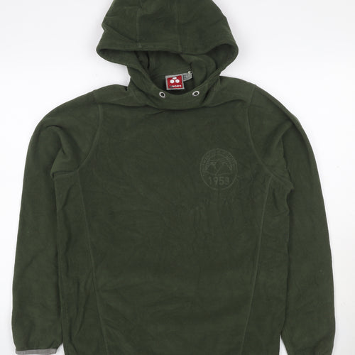 JOG24 Men’s Green M Pullover Fleece Hoodie Embossed Logo Long Sleeve