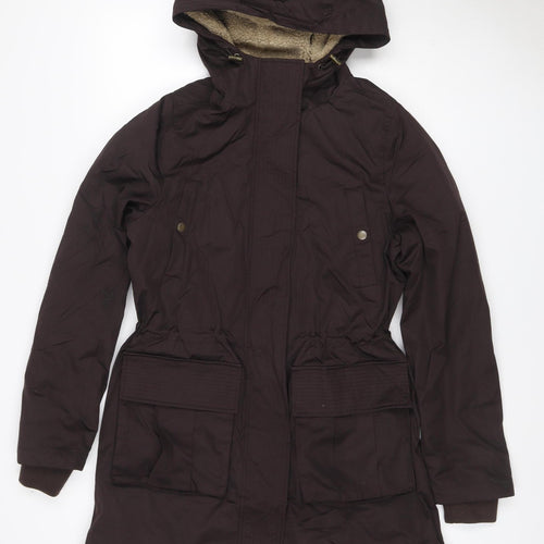 FatFace Women Brown UK 8 Hooded Parka Sherpa Lined Cotton Blend