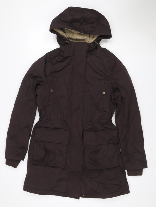FatFace Women Brown UK 8 Hooded Parka Sherpa Lined Cotton Blend