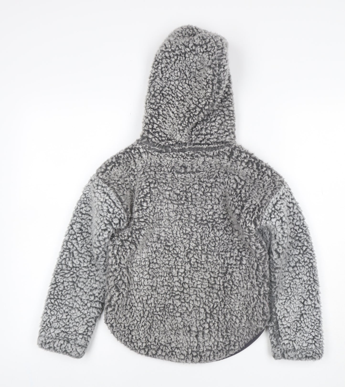 Abercrombie & Fitch Girls Grey 7-8 Years Sherpa Fleece 1/4 Zip Hoodie