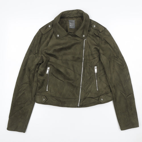 Primark Women’s Green UK 12 Faux Suede Biker Jacket Zip