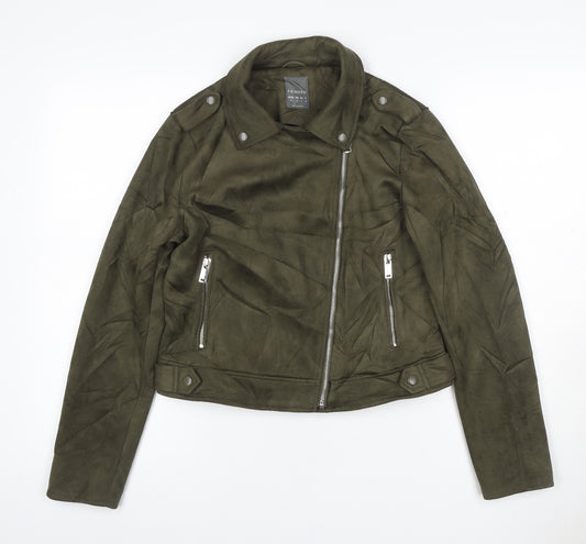Primark Women’s Green UK 12 Faux Suede Biker Jacket Zip