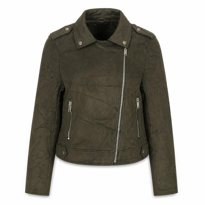 Primark Women’s Green UK 12 Faux Suede Biker Jacket Zip