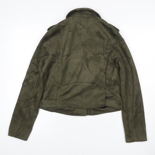 Primark Women’s Green UK 12 Faux Suede Biker Jacket Zip