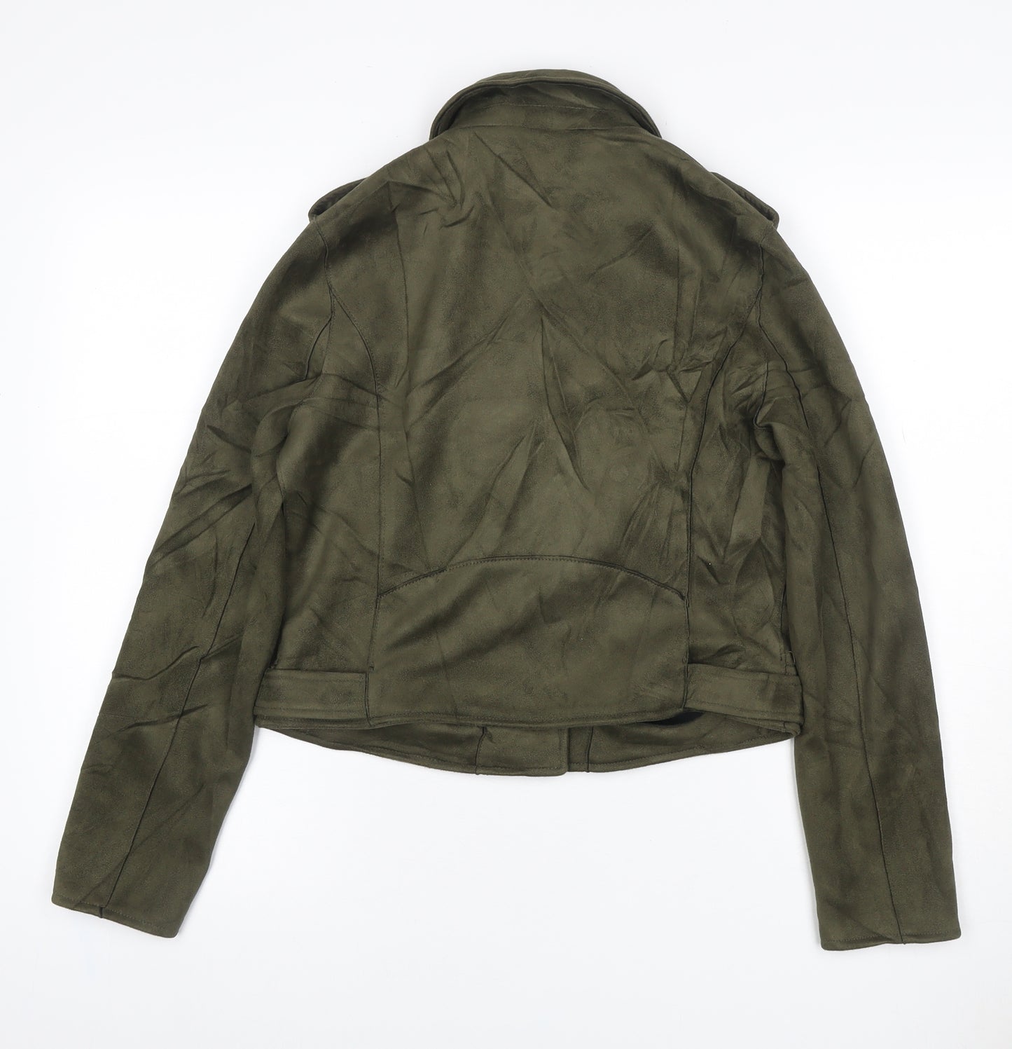 Primark Women’s Green UK 12 Faux Suede Biker Jacket Zip