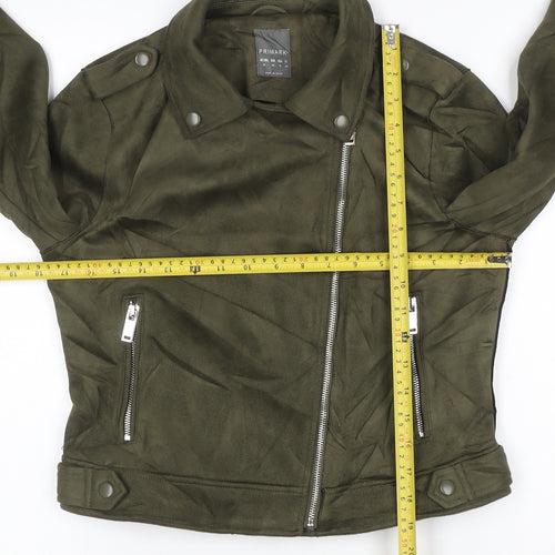 Primark Women’s Green UK 12 Faux Suede Biker Jacket Zip