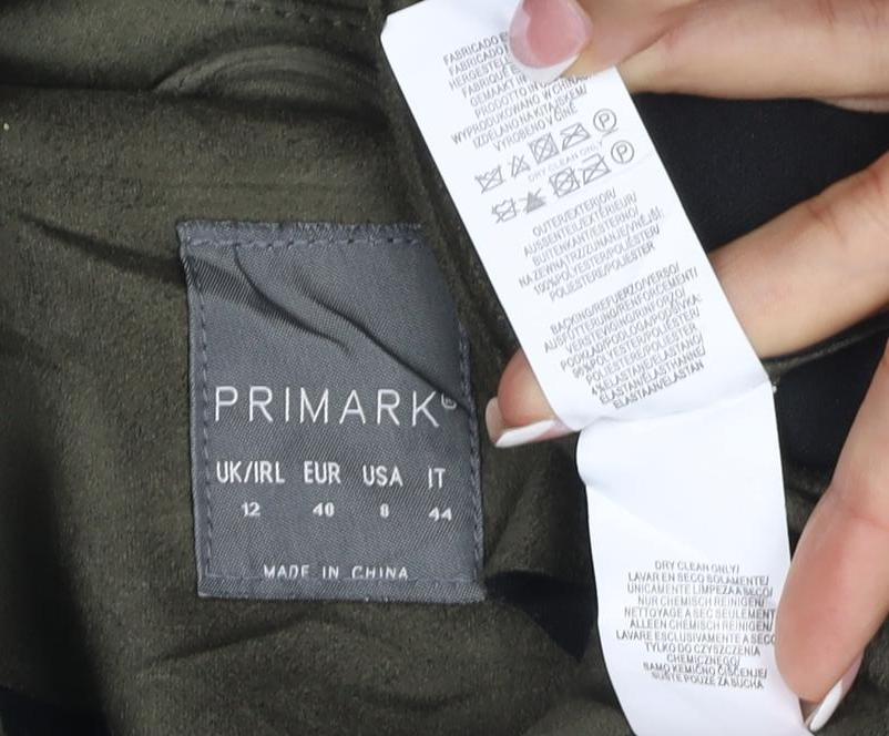 Primark Women’s Green UK 12 Faux Suede Biker Jacket Zip