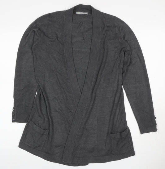 Marks and Spencer Women Grey Size 12 Open Knit Cardigan Pockets