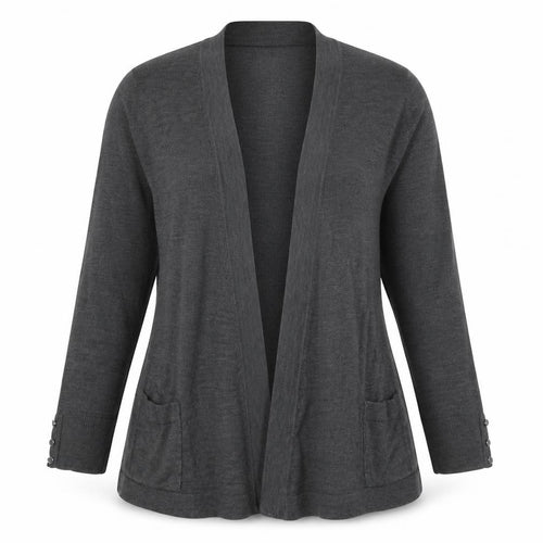 Marks and Spencer Women Grey Size 12 Open Knit Cardigan Pockets