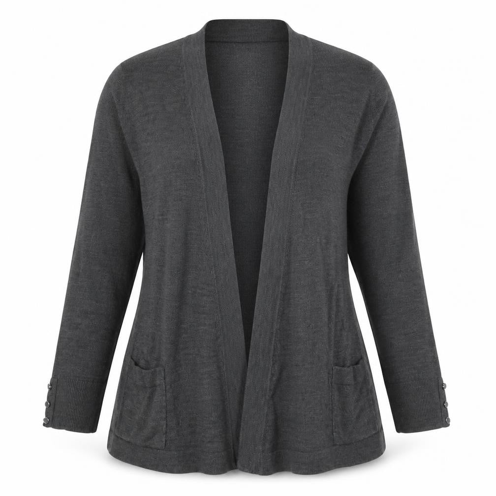 Marks and Spencer Women Grey Size 12 Open Knit Cardigan Pockets