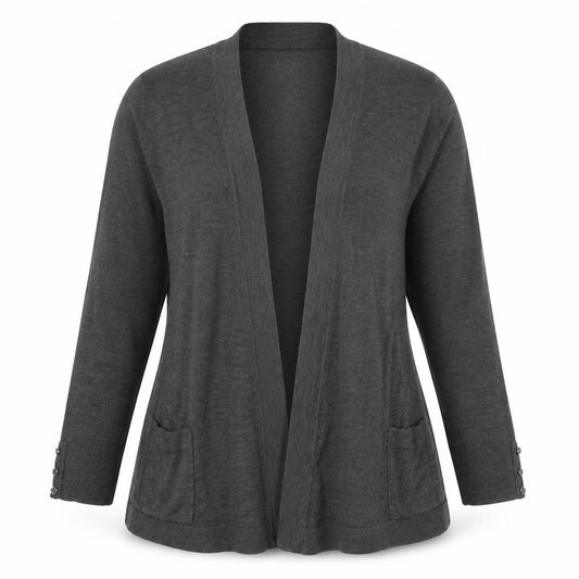 Marks and Spencer Women Grey Size 12 Open Knit Cardigan Pockets