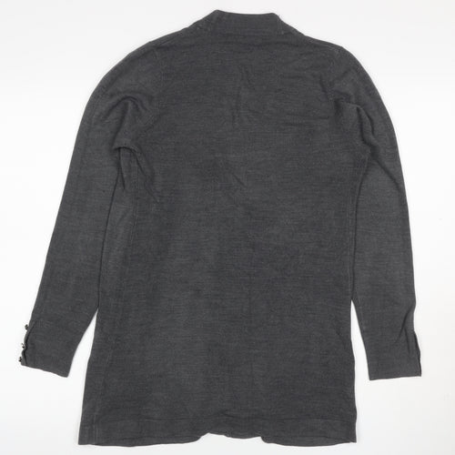 Marks and Spencer Women Grey Size 12 Open Knit Cardigan Pockets