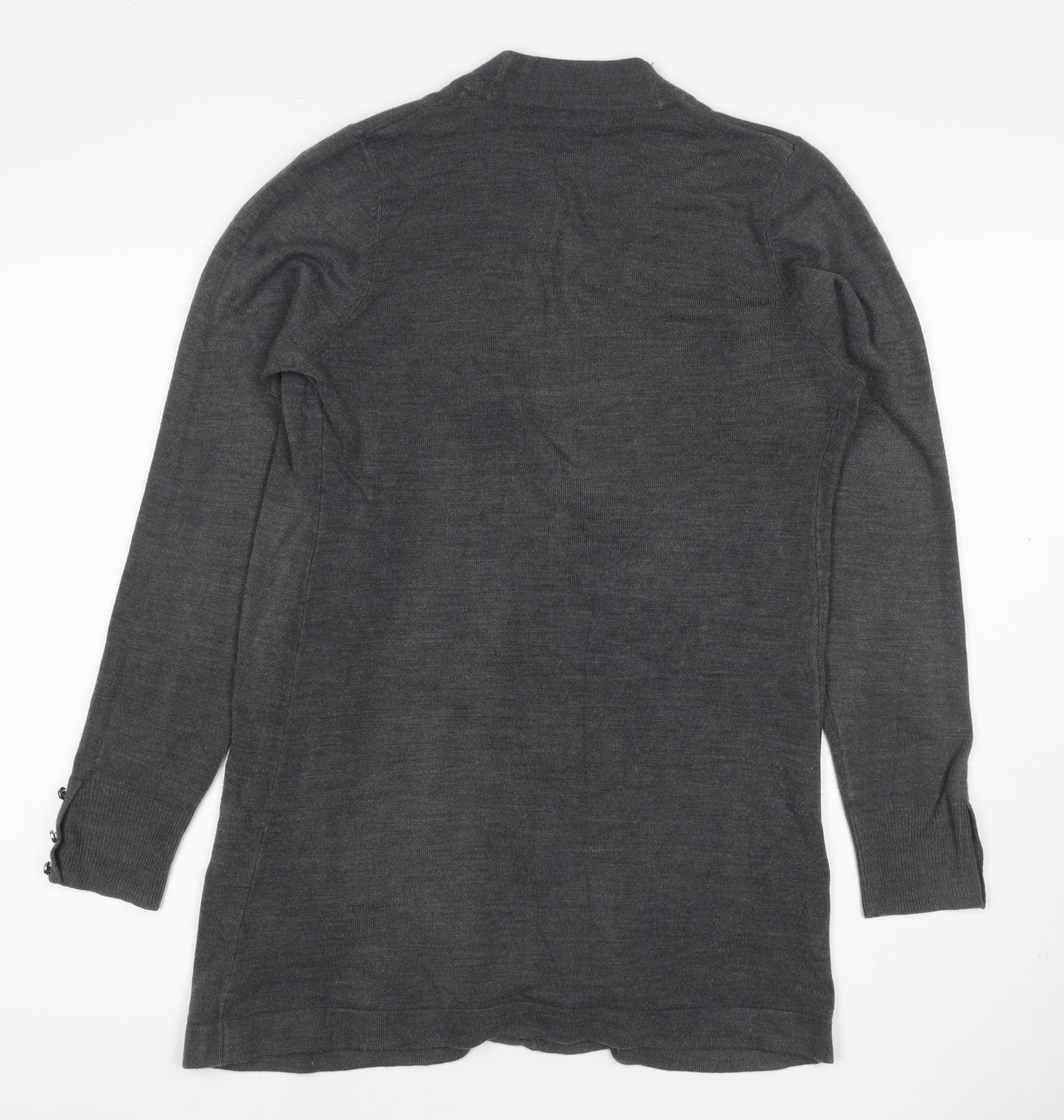 Marks and Spencer Women Grey Size 12 Open Knit Cardigan Pockets