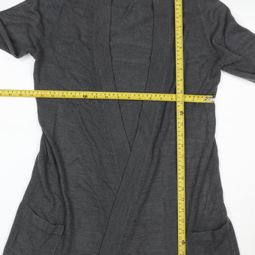 Marks and Spencer Women Grey Size 12 Open Knit Cardigan Pockets
