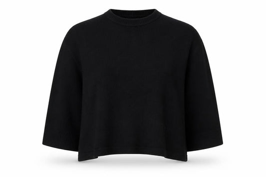 ASOS Edition Women Black S Relaxed Crew Neck 3/4 Sleeve Knit Jumper